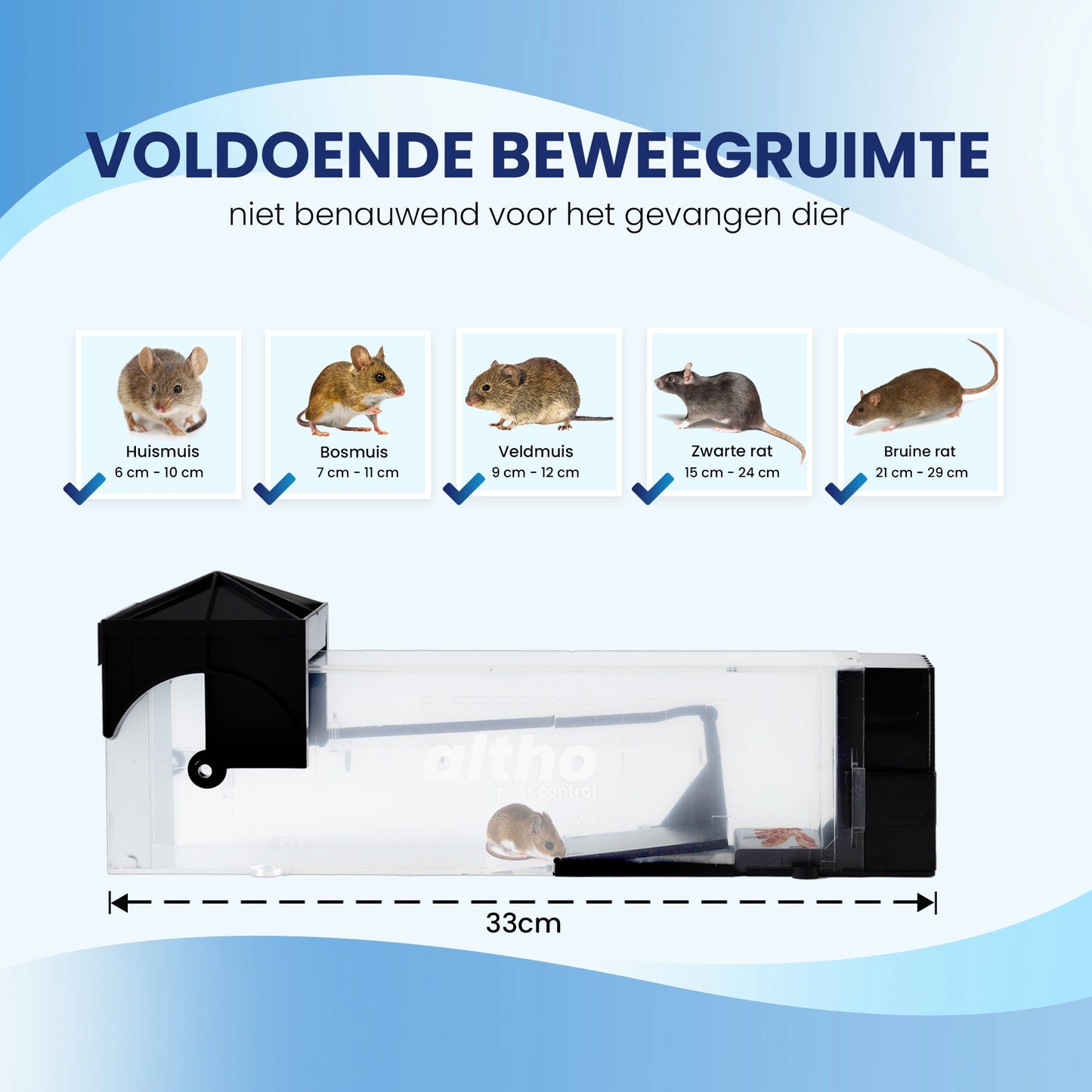Altho Diervriendelijke Muizenval voldoende beweegruimte
