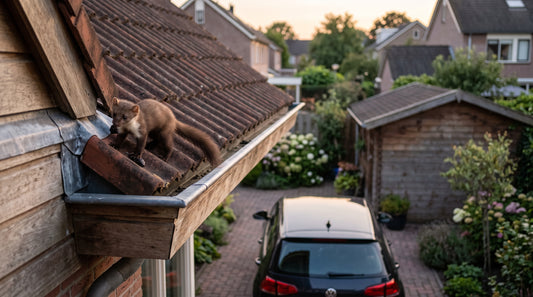 Hoe herken je marterkrassen op je auto? Snel herkennen — illustratie bij Altho Pest Control blogartikel over marterbestrijding in een Nederlandse woning of tuin