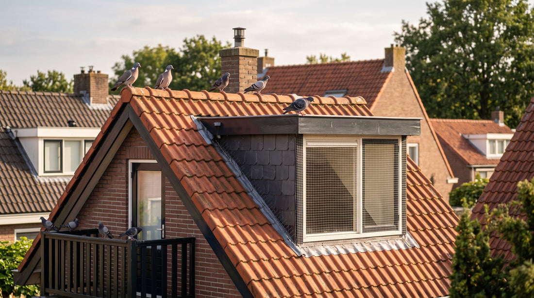 Hoe voorkom je dat duiven onder je dakkapel nestelen? — illustratie bij Altho Pest Control blogartikel over duivenbestrijding in een Nederlandse woning of tuin