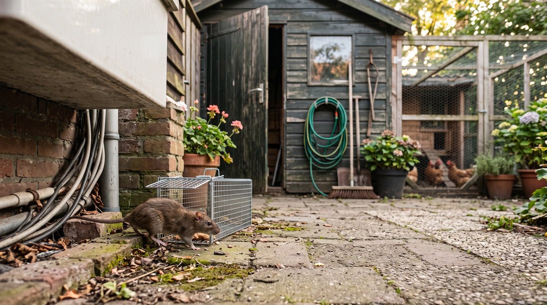 Hoe zet je een humane levende rattenval goed op? — illustratie bij Altho Pest Control blogartikel over rattenbestrijding in een Nederlandse woning of tuin
