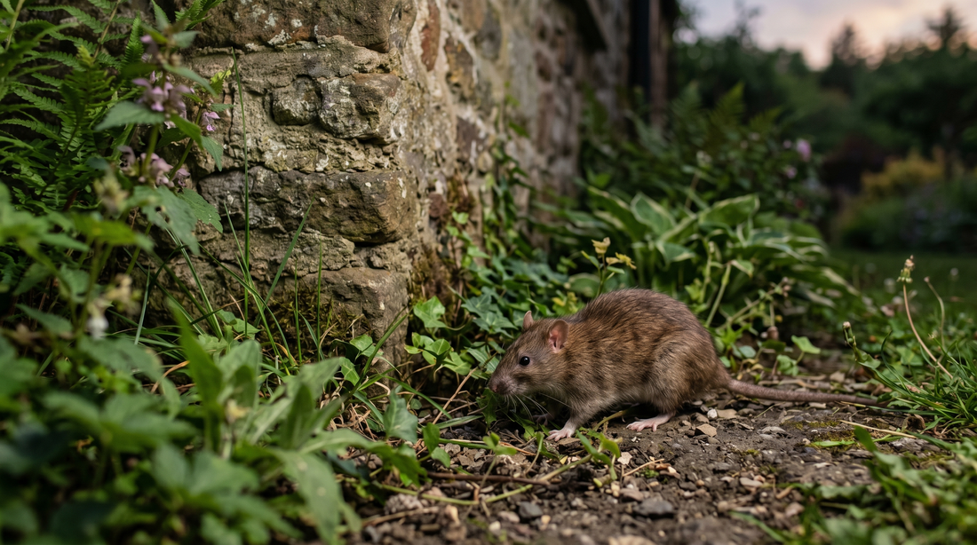 Rat bij een huis — sinds 2023 is rattengif niet meer voor particulieren