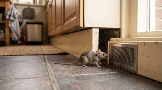 Welke maaswijdte heeft een muizenwerend ventilatierooster nodig — illustratie bij Altho Pest Control blogartikel over muizenbestrijding in een Nederlandse woning of tuin