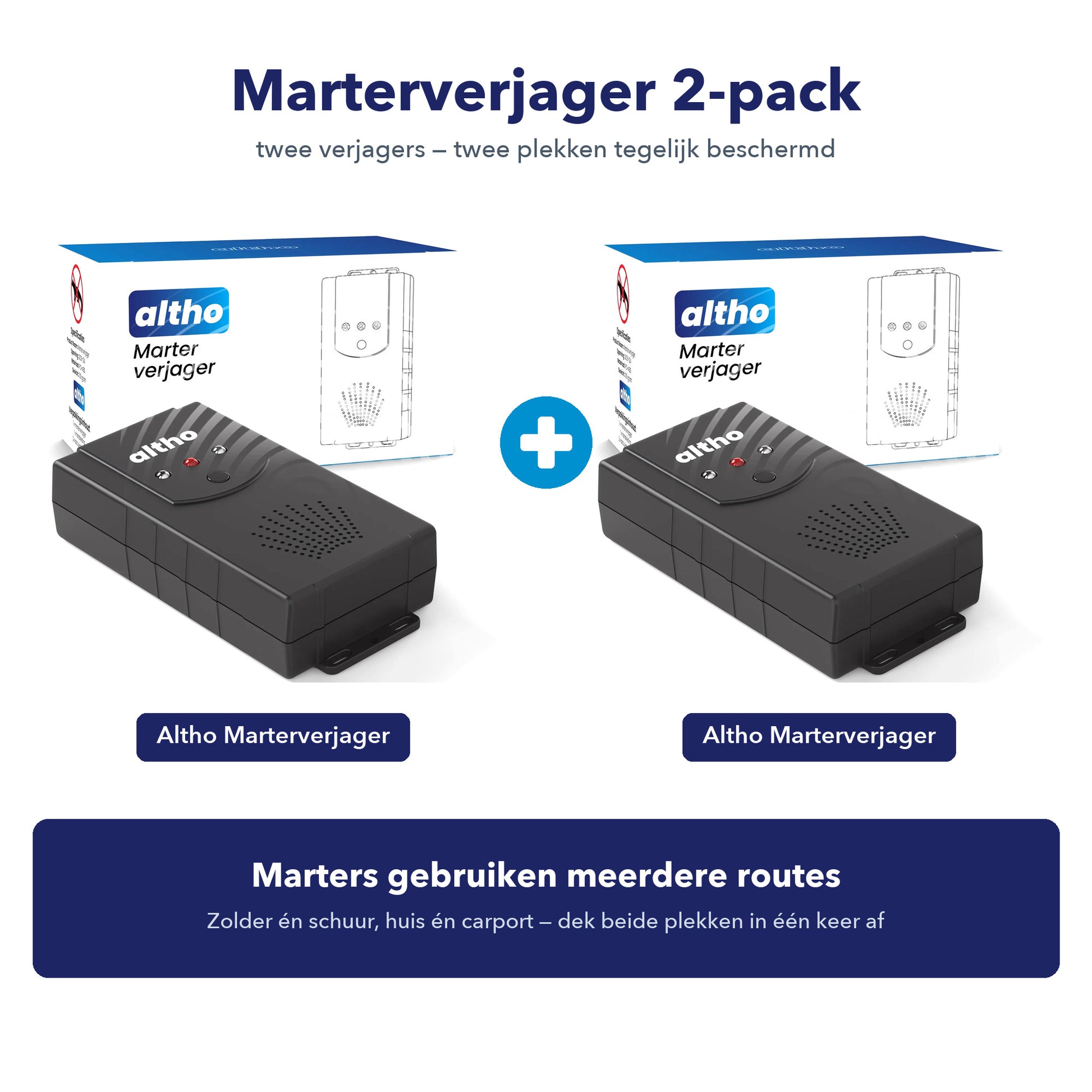 Altho Marterverjager 2-pack: twee ultrasone marterverjagers voor twee plekken tegelijk