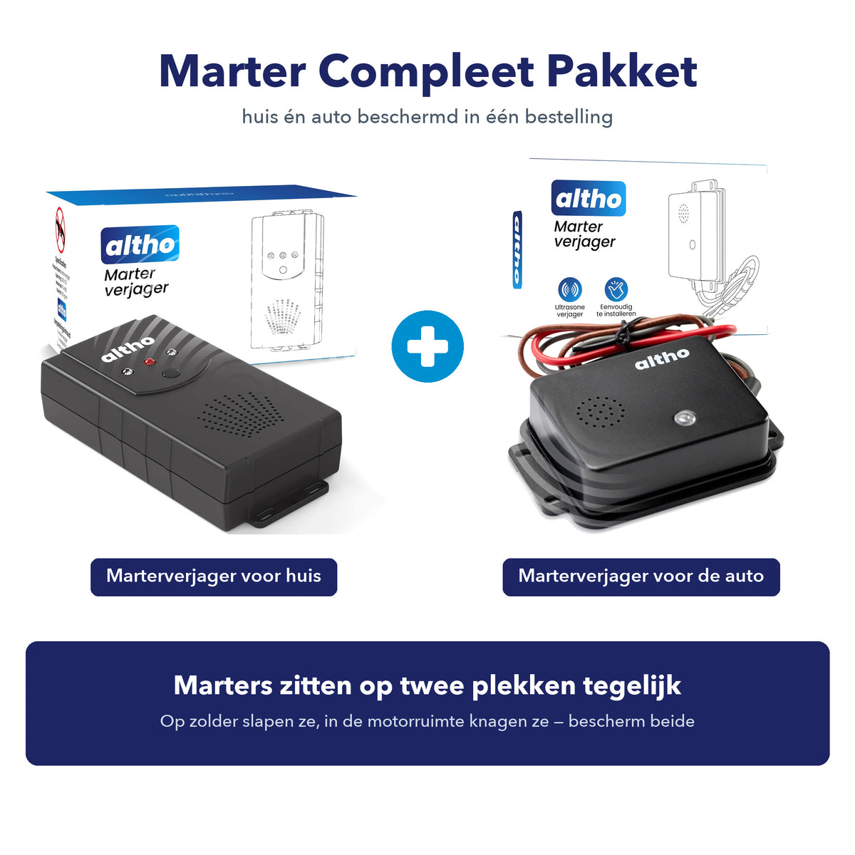 Marter Compleet Pakket: Altho Marterverjager voor huis plus Marterverjager Auto voor de motorruimte